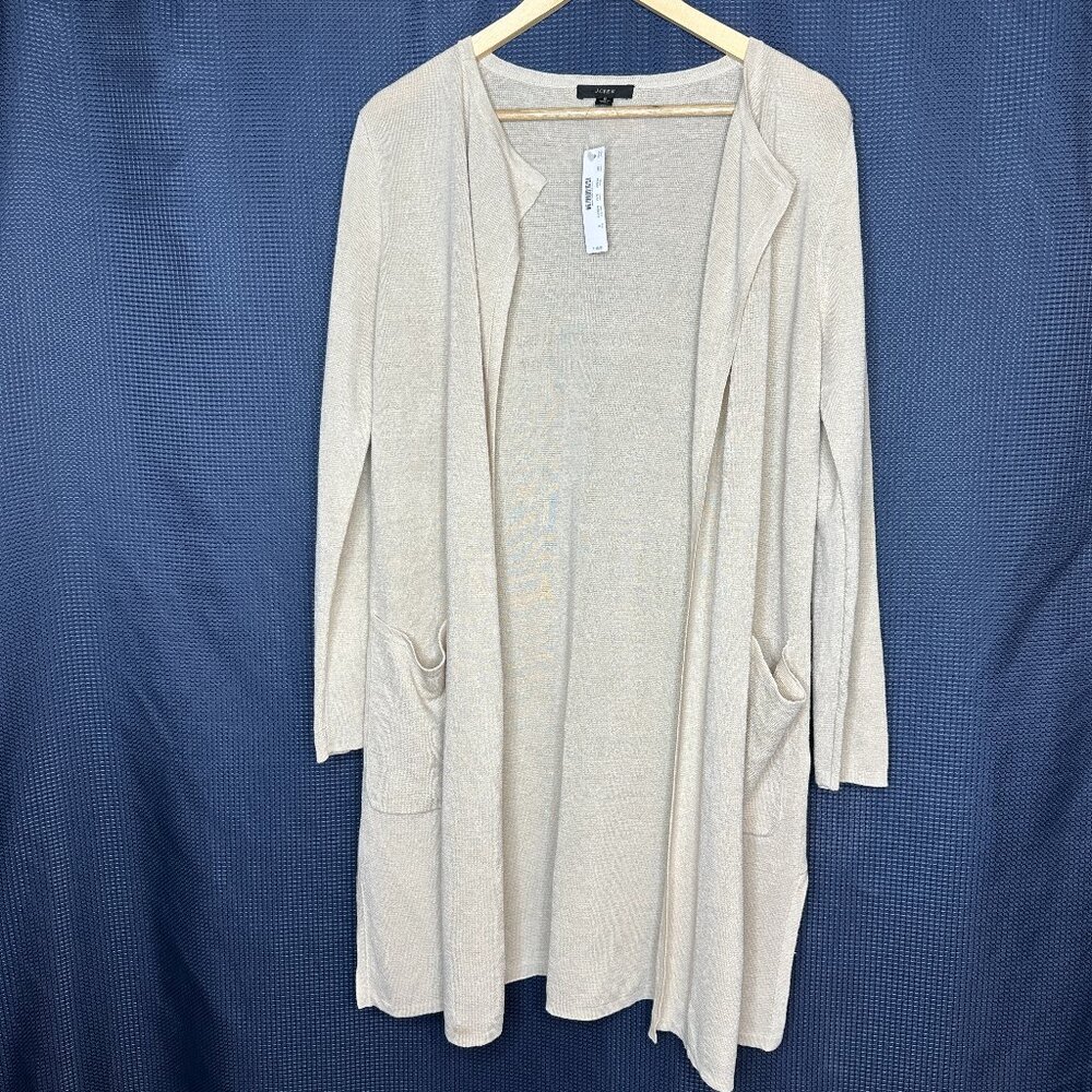 NWT J Crew Linen Blend Open Cream Cardigan/Duster, Small‎ Minimalist Lagenlook